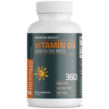 Vitamina D3 2000UI, 360 tablete, Bronson Laboratories