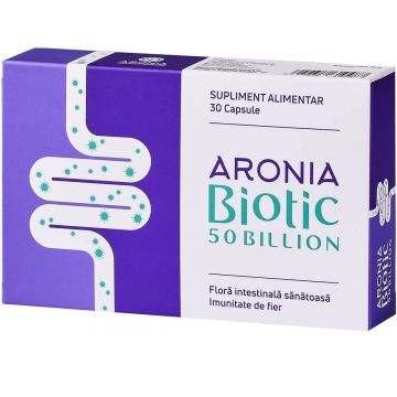 Aronia Biotic 50 Billion (30 de capsule naturale cu probiotice + prebiotic premium, care mentin sanatatea microflorei intestinale, alunga problemele digestive si apara sistemul imunitar)  30cps