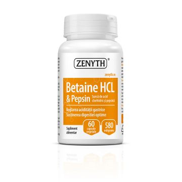 Betaine HCL  Pepsin (hipoaciditate gastrica si sustinerea digestiei)   60 cps