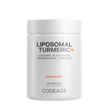 Codeage Turmeric Lipozomal Fermentat + Piper Negru, Curcumin Si Ghimbir, 90 Cps