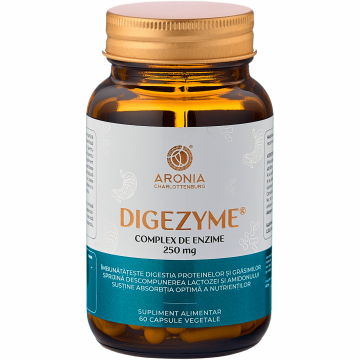 DigeZyme   - complex cu 5 enzime digestive care sustin digestia optima, evitarea balonarii si absorbtia completa a nutrientilor