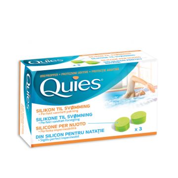 Dopuri de urechi din silicon pentru inot adulti, 3 perechi, Quies