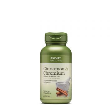 Gnc Herbal Plus Cinnamon  Chromium, Extract Standardizat De Scortisoara Si Crom, 60 Cps