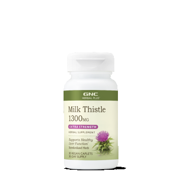 Gnc Herbal Plus Milk Thistle 1300 Mg, Extract Standardizat De Silimarina, 30 Tb