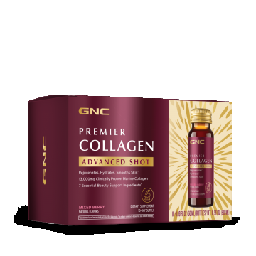 GNC Premier Collagen, Formula Premium de Peptide de Colagen Hidrolizat Marin Lichid cu Aroma de Fructe de Padure, 10 shoturi x 50 ml