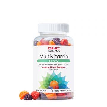 Gnc Womena,  ,  s Multivitamin 50+ Gummies, Jeleuri Cu Multivitamine Pentru Femei 50+ Cu Aroma De Fructe Asortate, 120 Jeleuri