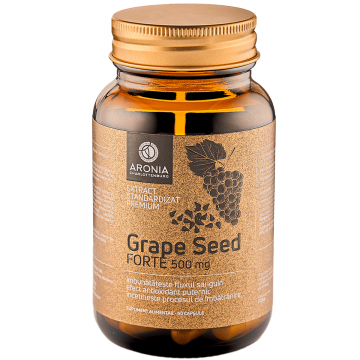 Grape Seed Forte la 500mg - 60 capsule din extract de seminte de struguri cu puternice proprietati antioxidante si antiinflamatoare