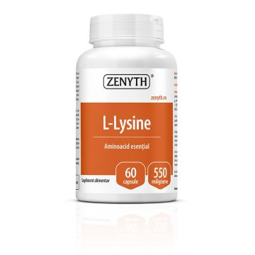 L-Lizina 550 mg, 60 capsule - aminoacid esential pentru imunitate, regenerare si colagen