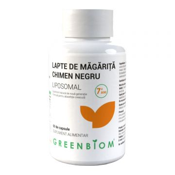 Lapte de magarita si chimen negru-supliment imunitate si cai respiratoriicu lapte de magarita, chimen negru si laptisor de matca - formulaliposomala, copii si adulti-60 capsule