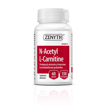 N-Acetyl L-Carnitina 550 mg, 60 capsule - energie celulara, suport cardiovascular si cognitiv