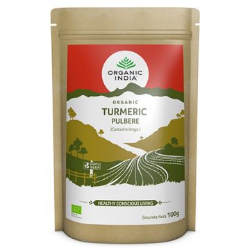 ORGANIC INDIA Turmeric Certificat Ecologic Pudra 100g   Fara Gluten