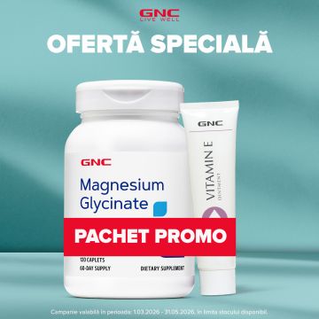 Pachet Promo GNC Magnesium Bisglicinate 120 capsule + Vitamina E unguent gratuit