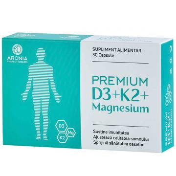 Premium D3+K2+Magnesium - 2 vitamine si 2 forme de magneziu care sustin imunitatea, somnul si oasele