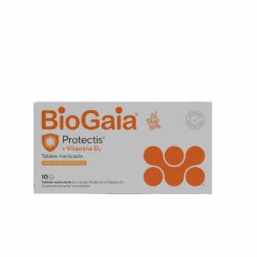 Protectis cu vitamina D3 800UI cu aroma de portocale, 10 tablete masticabile, BioGaia