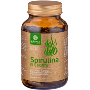Spirulina ECO Forte - 120 capsule din Spirulina, o alga cu beneficii pentru muschi, energie, inima si digestie