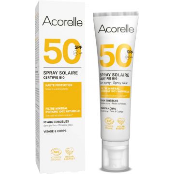 Spray BIO protectie solara pentru fata si corp SPF50, cu ulei de karanja si propolis Acorelle
