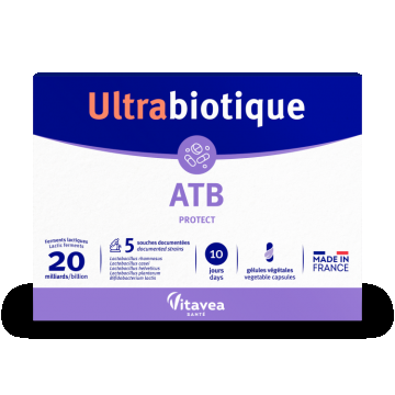 Ultrabiotique ATB Protect, Probiotic protector al microbiomului in curele cu antibiotice, 10 capsule vegetale