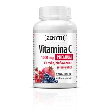 Vitamina C Premium cu Resveratrol 1000 mg, 60 cps.