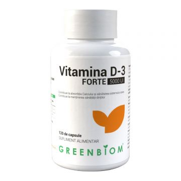 Vitamina D3 FORTE 5000 UI - capsule vegetale - sustinere maxima pentruoase si imunitate - 120 capsule