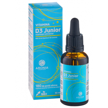 Vitamina D3 Junior - 800 UI, 30ml - supliment natural pentru cresterea sanatoasa a copiilor