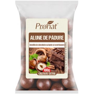 Alune de padure invelite in ciocolata cu lapte si scortisoara, 100g, Pronat