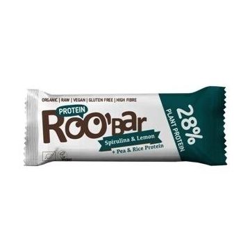 Baton proteic cu spirulina si lamaie raw Bio, 40g, Roobar