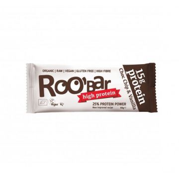 Baton proteic cu vanilie si ciocolata raw Bio, 60g, Roobar