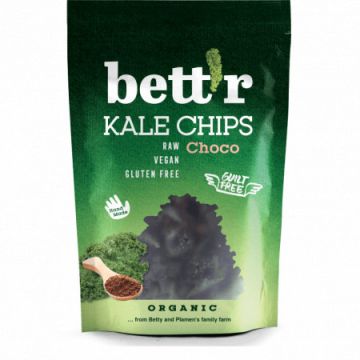 Chips din kale cu ciocolata raw fara gluten Bio, 30g, Bettr