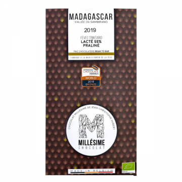 Ciocolata belgiana artizanala cu umplutura de praline Madagascar, 70g, Millesime Chocolat