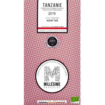 Ciocolata belgiana artizanala neagra 76% Tanzanie, 70g, Millesime Chocolat