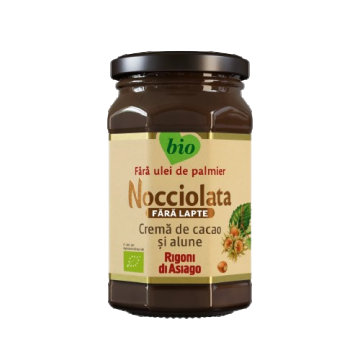 Crema bio cu cacao si alune de padure fara lapte Nocciolata, 250g, Rigoni di Asiago