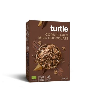 Fulgi de porumb eco inveliti in ciocolata cu lapte, 250g, Turtle