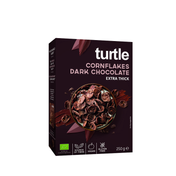 Fulgi de porumb inveliti in ciocolata neagra, 250g, Turtle