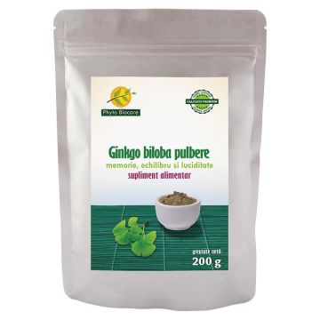 Pulbere de ginkgo biloba, 200g, Phyto Biocare