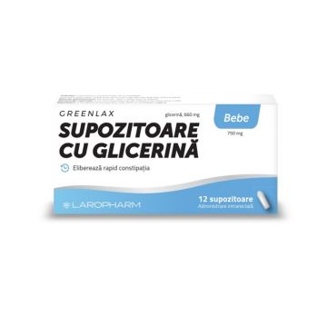 Supozitoare cu glicerina pentru bebelusi Greenlax, 12 bucati, Laropharm