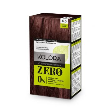 Vopsea de par Kolora Zero 4.5 Mahogany Brown, 60ml, Aroma