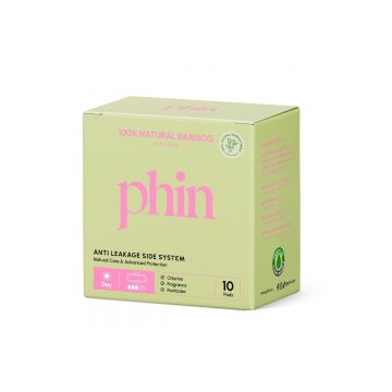 Absorbante pentru zi din bambus natural, 10 bucati, Phin