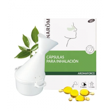 Aromaforce Kit inhalatii - Capsule Inhalatii Bio x 15 mono doze + inhalator Pranarom