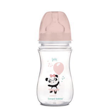 Canpol 35/221 GRE Biberon anticolici cu gat larg PP Easy start exotic 19 animals 240ml