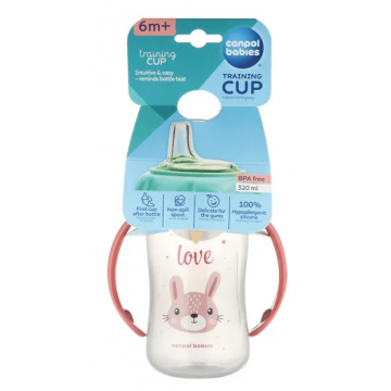Canpol 56/512 Canita antrenament silicon Cute animals roz 6+ luni 320 ml