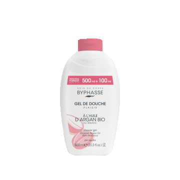 Gel de dus cu ulei de argan organic Plaisir, 600ml, Byphasse