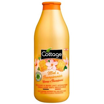 Gel de dus si Lapte de baie cu miere si frangipani, 750ml, Cottage