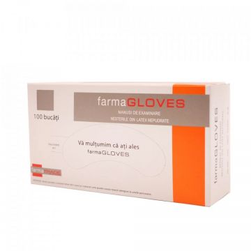 Manusi latex nepudrate Farmagloves, 100 buc/cutie