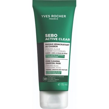 Masca pentru curatarea porilor Carbune Vegetal Sebo Active,  ml, Yves Rocher