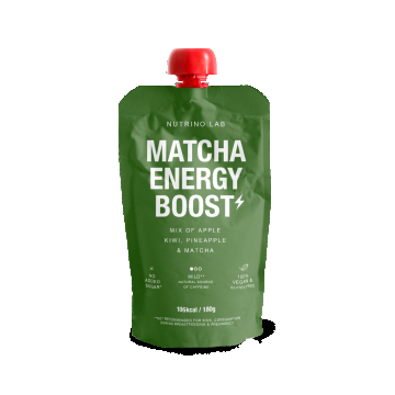 Piure pasteurizat din fructe cu mere kiwi ananas si pudra de matcha, 180g, Nutrino Lab