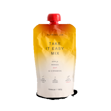 Piure pasteurizat din fructe cu mere mango cu adaos de ovaz si pudra de scortisoara, 180g, Nutrino Lab