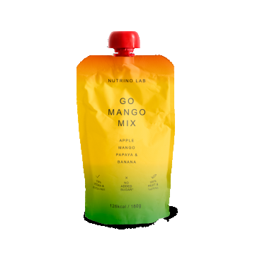 Piure pasteurizat din fructe cu mere mango papaya si banane, 180g, Nutrino Lab