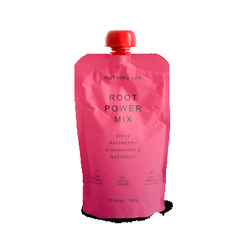 Piure pasteurizat din fructe si legume cu mere zmeura capsuni si sfecla rosie, 180g, Nutrino Lab