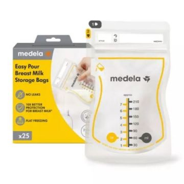 Pungi pentru depozitarea laptelui matern, 210ml * 25 bucati, Medela