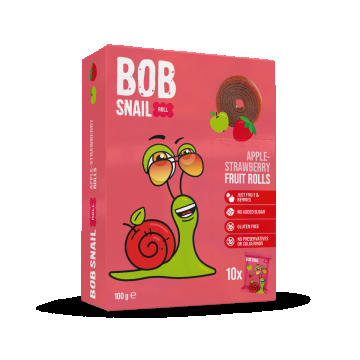 Rulou din mere si capsuni, 100g, Bob Snail